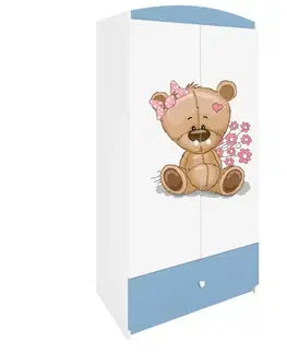 Skrine do izieb Skriňa Babydreams Modrá – Medveď s kvetmi