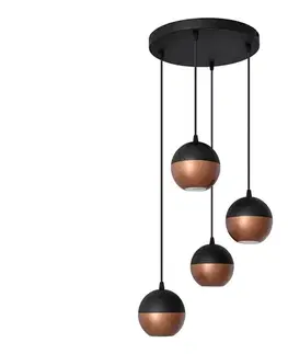 Svietidlá  LED Luster na lanku MIDWAY 4xGU10/4,8W/230V čierna/medená W-KD 1804/4 BK-B+BR