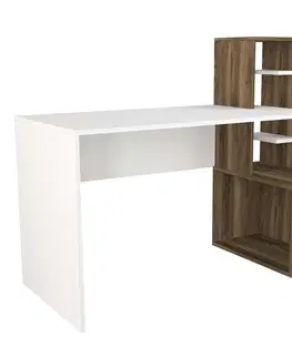 Písacie stoly HIDE písací stôl, biela/orech