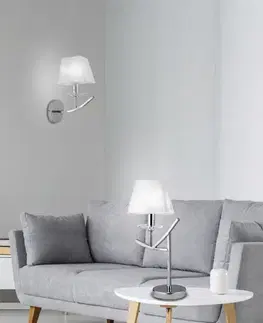 Nástenné svetlá Chrómová nástenná lampa / biele organzové tienidlo 40W E14 Valencia