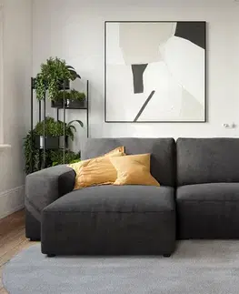 Rohové sedacie súpravy DELIFE Rohová pohovka Lanzo 230x155 cm mikrovlákno čierna variabilné ležadlo