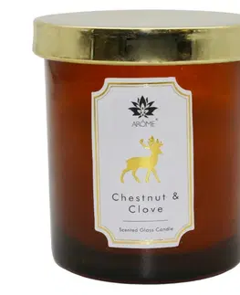 Vianočné dekorácie Arome Sviečka vo farebnom skle s viečkom, Chestnut & Clove, 125 g
