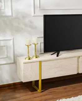 TV stolíky TV stolík Serenity - Travertine, Gold