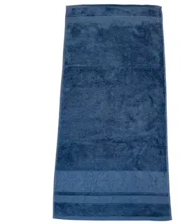 Uteráky Sada 4 kusov tmavo modrej bambusovej osušky 70x140cm a uterákov 50x90cm TiaHome