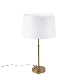 Stolné lampy Stolná lampa bronzová s tienidlom z ľanu biela 35 cm - Parte