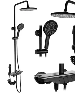 Kúpeľňové batérie REA REA - Sprchový set s termostatom Savio Black REA-P8410