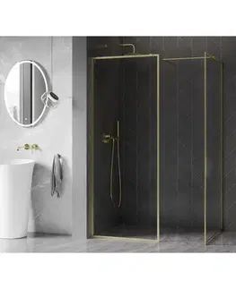 Sprchové dvere MEXEN/S - Kyoto-XF Sprchová zástena WALK-IN s rámom 70x70, transparent 10 mm, zlato kefovaná 800-070-202-04-55-070-XF