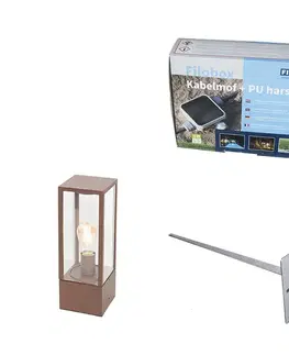 Zahradne stlpove lampy Priemyselné stojace vonkajšie svietidlo hrdzavohnedá 40 cm IP44 - Charlois