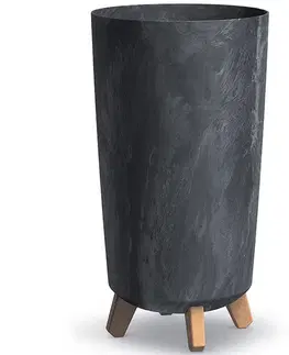 Kvetináče a truhlíky NABBI DGTL240E plastový kvetináč na nožičkách 23,9 cm antracit