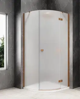 Sprchové dvere POLYSAN - GLOBE COPPER MATT štvrťkruhová sprchová zástena 1000x1000, matné sklo, pravé GB2610MRPG