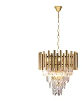Svietidlá  Krištáľový luster na reťazi MADISON 9xE14/40W/230V zlatá ML5992