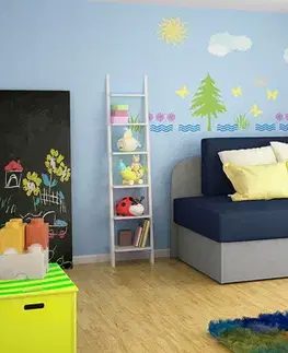 Kreslá NABBI Riva rozkladacie kreslo s úložným priestorom tmavomodrá / sivá