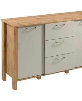Komody do spálne Komoda Indygo K2D3S dub wotan-beige