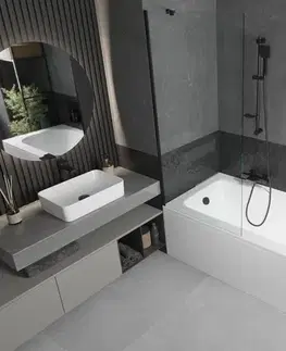 Sprchové dvere MEXEN/S - Vega obdĺžniková vaňa 170 x 70 cm s panelom + vaňová zástena 80, transparent, čierna 550117070X9508000070