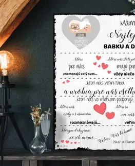 Tabuľky s venovaním (darčeky) Darčeky pre starých rodičov - Osobné vyznanie lásky od vnúčat pre babku a dedka na tabuľke