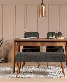 Jedálenské sety Jedálenský set s rozkladacím stolom a stoličkami (4 kusy) Vina 1053 - 3 - Anthracite, Walnut
