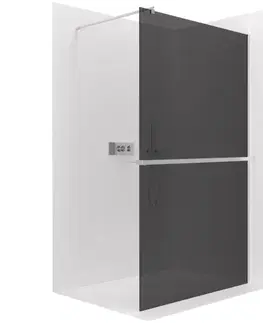 Držadlá k vani CERANO - Sprchová zástěna Walk-in Onyx Cube L/P - 8 mm + polička/držák na ručníky - hranatá vzpěra - chrom, grafitové sklo - 120x200  CER-8050BD638