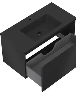 Kúpeľňový nábytok MEXEN/S - Orio kúpeľňová skrinka 90 cm s umývadlom Otis, 1 šuplík, čierna mat 91A10-09047-1-BF71-W18M71