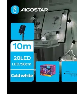 LED osvetlenie  B.V.  - LED solárny reťazec 20xLED/8 funkcií 11,5m IP65 studená biela B10201Q8N