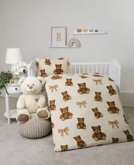 Detské obliečky MKLozkoviny.sk Mušelínové obliečky do postielky - Plyšové medvedíky - 100 × 135 cm - 40 x 60 cm
