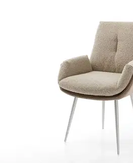 Jedálenské stoličky DELIFE Jedálenská stolička Clea-Flex zmiešané materiály tmavobéžová 4-nohá zúžená nerezová oceľ