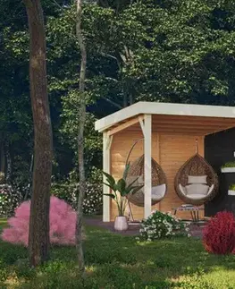 Drevené Drevený záhradný domček KERKO 6 s prístavkom 240 Lanitplast