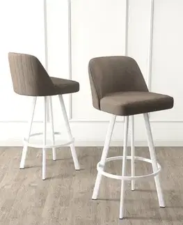 Barové stoličky Bar Stool Set (4 Pieces) Atex - Cappuccino, White