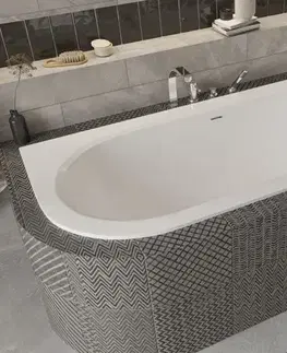 Vane BESCO - Asymetrická vaňa AVITA SLIM+ - Nožičky k vani - S nožičkami, Rozmer vane - 150 × 70 cm, Spôsob prevedenia - Ľavé VANAVIT15SLIMLP+OLVPINOZ