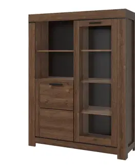 Vitríny KONDELA Boras 1D1W N vitrína dub hnedý