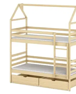 Poschodové postele Posteľ Domček Alex 80x160 borovica