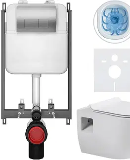 Záchody CERANO - Kompletný WC set Basic/Dure - biela lesklá - WC tlačidlo Modulo/Strieborná - na zamurovanie - 51x35 CER-8050BD85906