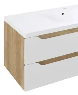 Kúpeľňový nábytok SAPHO - WAVE umývadlová skrinka 89,7x45x47,8cm, pravá, biela/dub Alabama WA093-3022