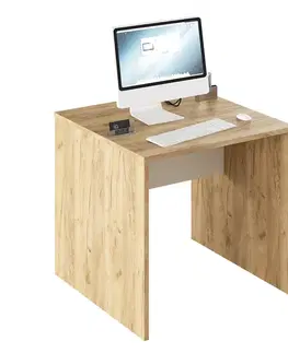 Písacie a pracovné stoly KONDELA Rioma Typ 17 písací stôl dub artisan / biela