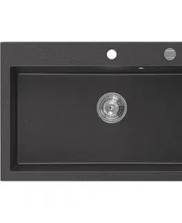 Kuchynské drezy MEXEN MEXEN - Elix granitový drez 1-miska 800 x 500 mm, čierna kropenatá, sifón chróm 6527801005-76