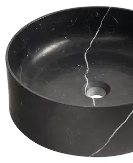 Umývadlá SAPHO SAPHO - BLOK kamenné umyvadlo na desku, priemer 40cm, černá mat Marquin 2401-52