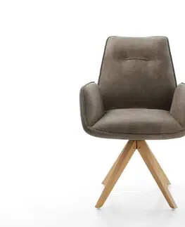 Jedálenské stoličky DELIFE Jedálenská stolička Zoa-Flex mikrovlákno taupe vintage drevená podstava hranatá prírodná vrecková pružina
