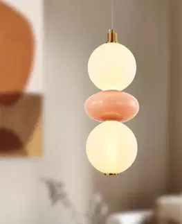 Stropná svetla FLORES lampa wisząca mosiężny+brązowy 12W LED 3000K klosz biały