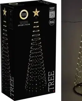Vianočné osvetlenie Kinekus Dekorácia pyramída, strom 370 LED teplé biele 210 cm adaptér, ovládač, čierna
