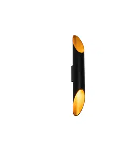 Nástenné osvetlenie Moderná nástenná lampa čierna so zlatým vnútrom 5,6 cm - Organo