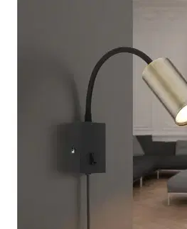 Svietidlá Globo 57911WM - Flexibilná nástenná lampa ROBBY 1xGU10/25W/230V čierna/mosadz 57911WM