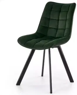 Čalúnené stoličky Stolička K332 Velvet/Kov Tmavozelený