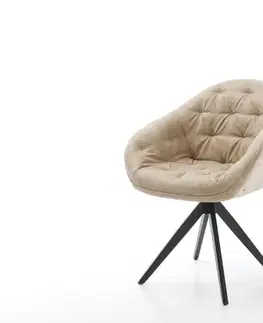 Jedálenské stoličky DELIFE Jedálenská stolička Gaio-Flex mikrovlákno béžová vintage krížová podstava hranatá čierna