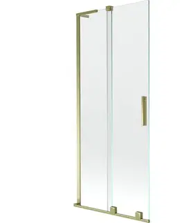 Sprchové dvere MEXEN/S - Velar L dvojkrídlová posuvná vaňová zástena 80 x 150, transparent, zlatá 896-080-003-01-50