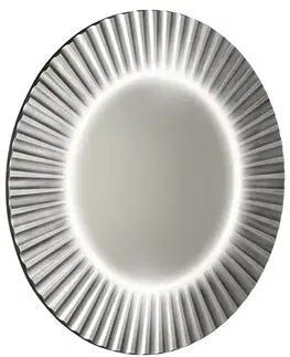 Kúpeľňové zrkadlá SAPHO - PRIDE STRIP guľaté zrkadlo s LED osvetlením v ráme, priemer 75cm, strieborná PD752