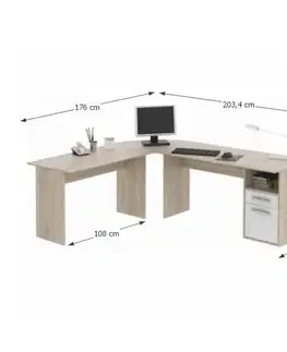 Obývacie steny KONDELA Maurus New kancelária dub sonoma / biela