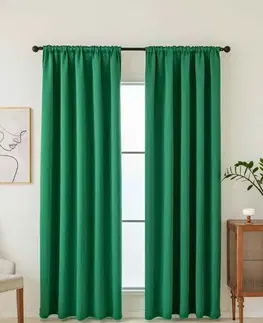 Závesy MKLozkoviny.sk Blackout závesy Elias tmavozelená – 140 × 180 cm (2 ks) - riasiaca stuha