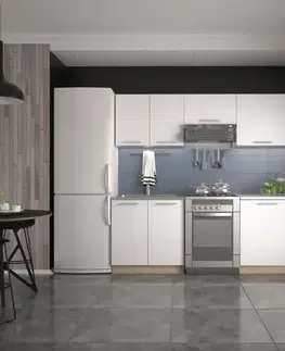 Modulový kuchynský nábytok Kuchynská linka Daria 240 zb 28mm biely mat/kor sonoma