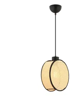 Svietidlá  Luster na lanku DRUM 1xE27/60W/230V béžová/čierna 390FLH2529