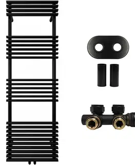 Doplnky do kúpeľne CERANO - Kúpeľňový radiátorový set Luigi - ústredné vykurovanie - stredové pripojenie 50 mm - 713W - čierna matná - 1600x500 mm CER-663439