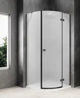 Sprchové dvere POLYSAN - GLOBE GUN METAL štvrťkruhová sprchová zástena 1000x1000, matné sklo, pravé GB2610MRGM